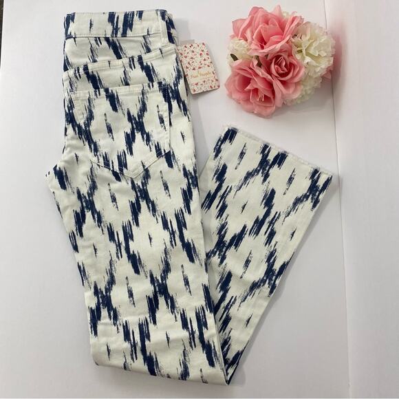 Free‎ People indigo skies printed crop flare jeans - Picture 2 of 11
